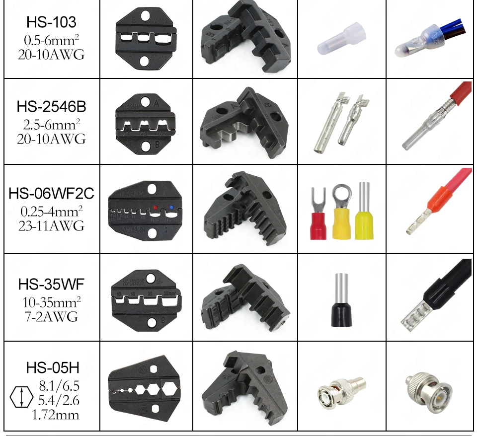 Crimping Pliers Clamp Tools Cap/coaxial Cable Terminals Kit 230mm HS-40J Multi Functional Carbon Steel Multifunctional