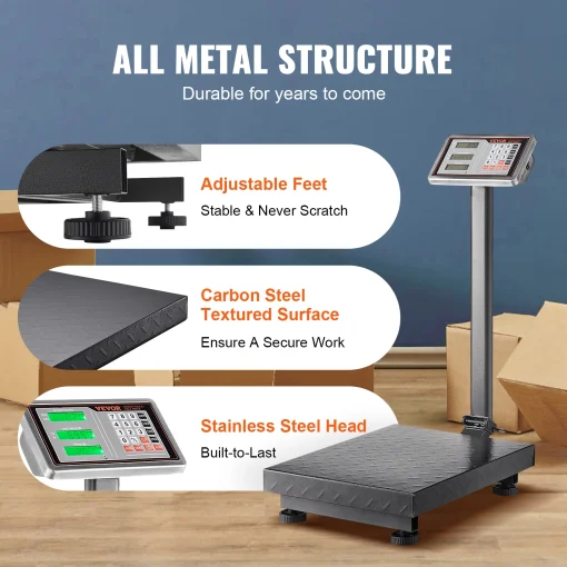 Computing Digital Platform Scale  300kg Load with LB/KG, Tare, Price Calculator, Stainless Steel High-Definition Display - Image 6