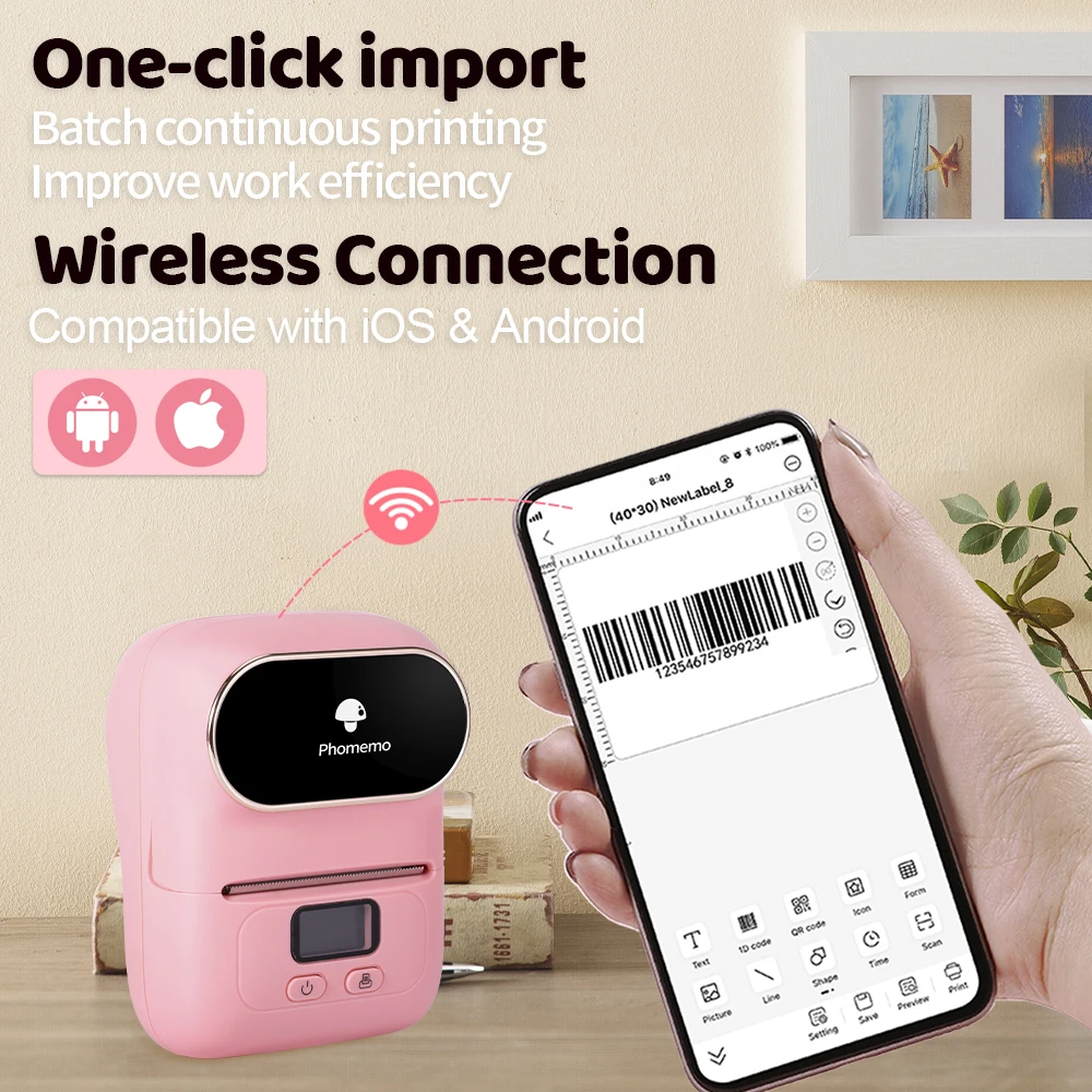 Phomemo M110 Phone Pocket Portable Wireless Mini Hand Sticker Printer Thermal Label Printer Sticker Machine