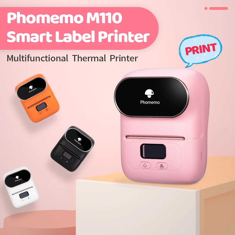 Phomemo M110 Phone Pocket Portable Wireless Mini Hand Sticker Printer Thermal Label Printer Sticker Machine