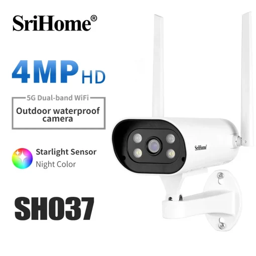 Srihome 4MP WIFI IP Camera Full-color starlight night vision 2.4GHz Outdoor IP66 Waterproof Color Night Vision  Human Detection