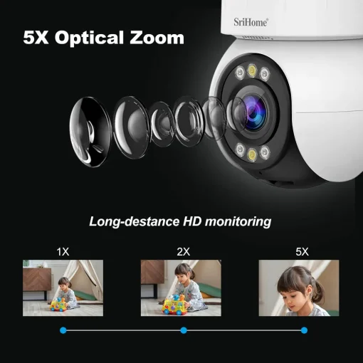 Srihome 4MP 5X optical zoom Indoor PTZ camera 2.4G/5G Wifi Waterproof AI Auto Tracking H.265 Video Surveillance PTZ camera - Image 2