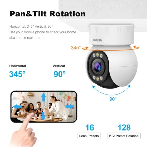 Srihome 4MP 5X optical zoom Indoor PTZ camera 2.4G/5G Wifi Waterproof AI Auto Tracking H.265 Video Surveillance PTZ camera - Image 4