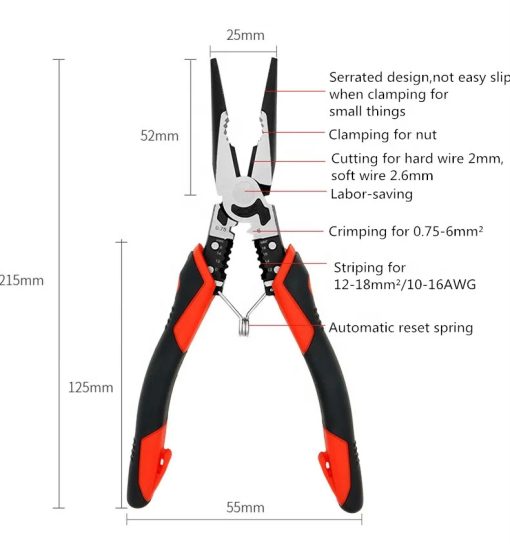 YTH-J332 Chrome Vanadium Steel serrated wire pliers clamping stripping pliers Long Nose Pliers