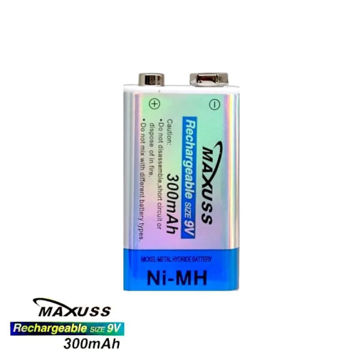 MAXUSS (9Volts-300MaH) - Rechargeable Battery Ni-Mh (Square)