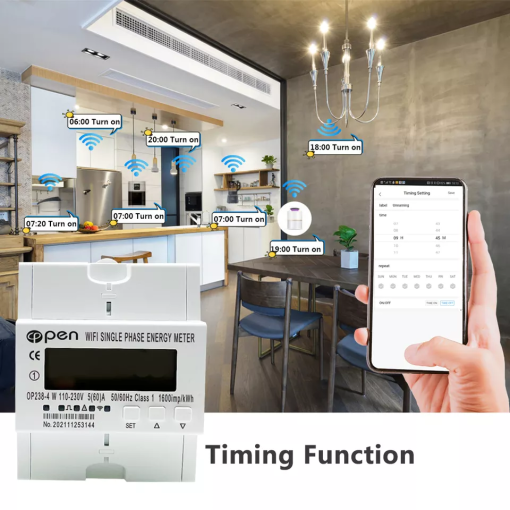 WIFI Electricity Meter Smart Energy Meter 5(60)A 110V 230V Single Phase Din Rail Over Under Voltage Current Protection RS485 - Image 3