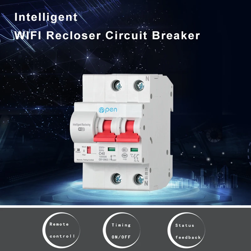 OPEN 2P 20A Remote control Wifi Circuit Breaker /Smart Switch/ Intelligent Automatic Recloser overload short circuit protection