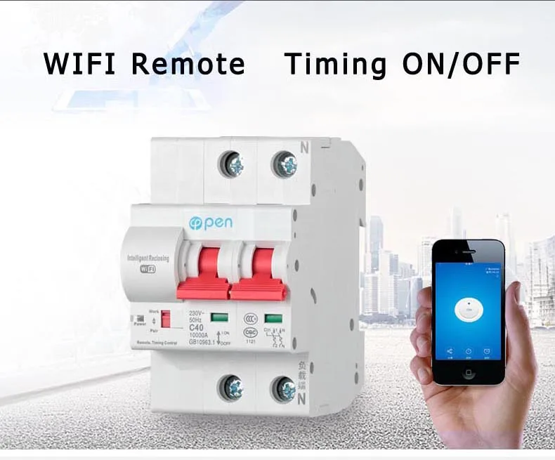 OPEN 2P 20A Remote control Wifi Circuit Breaker /Smart Switch/ Intelligent Automatic Recloser overload short circuit protection