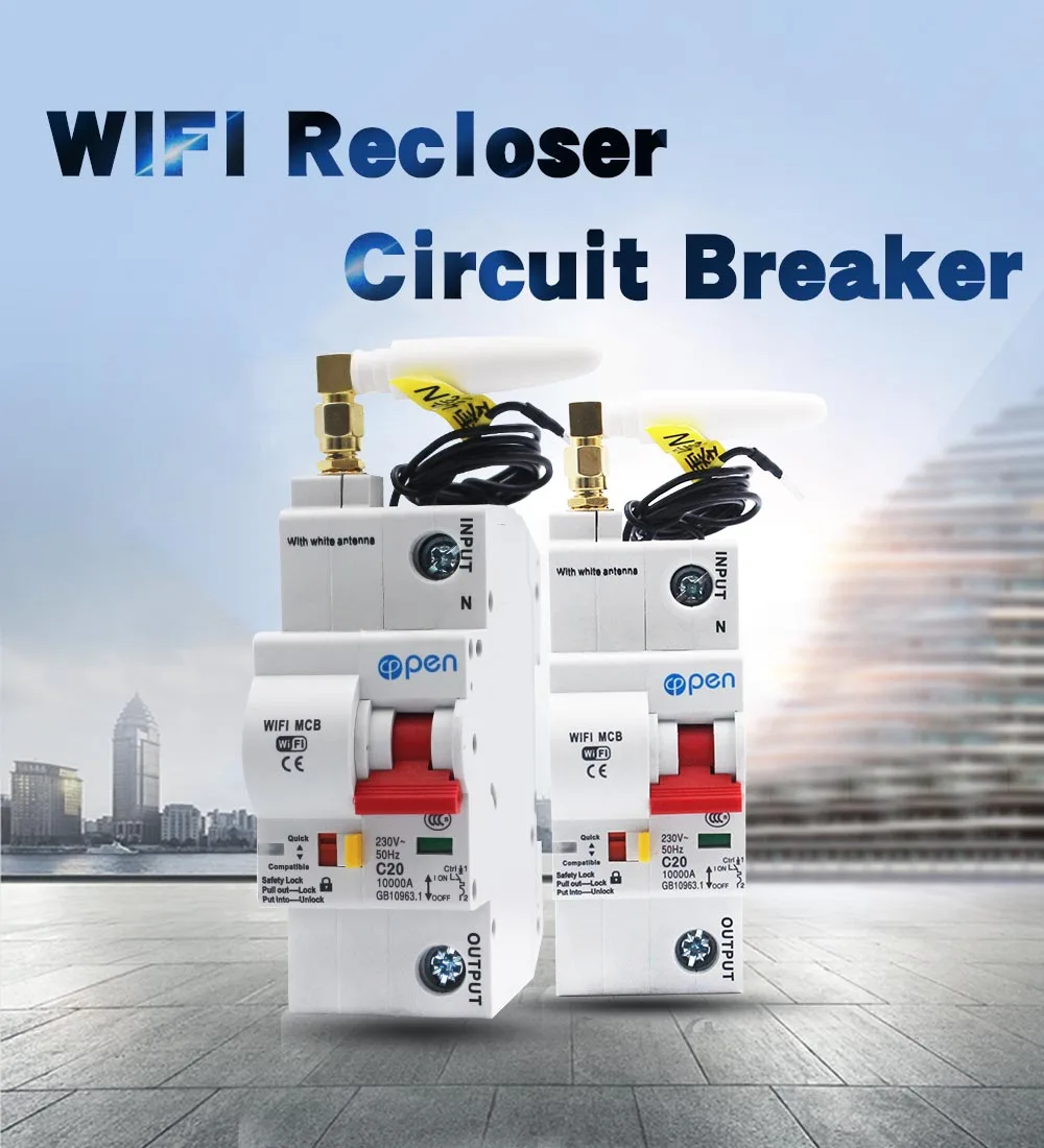 OPEN 1P WIFI Circuit breaker Remote Control overload and short circuit protection with Alexa and google home for Smart home