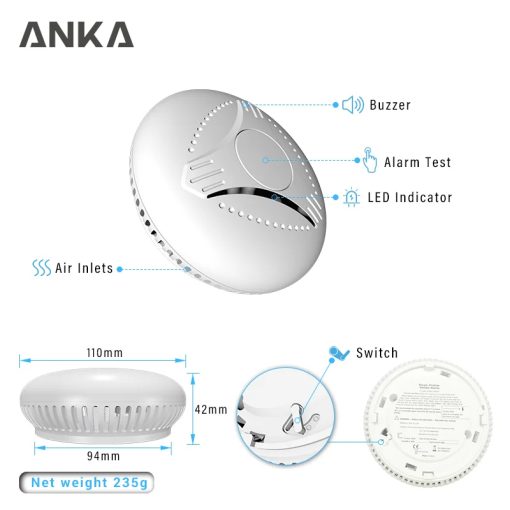 Anka En14604 Interlinked Security Alarms Smart Home Smoke Alarm Fire Sensor 10 Years Life Interconnected Smoke Detector alarm - Image 4