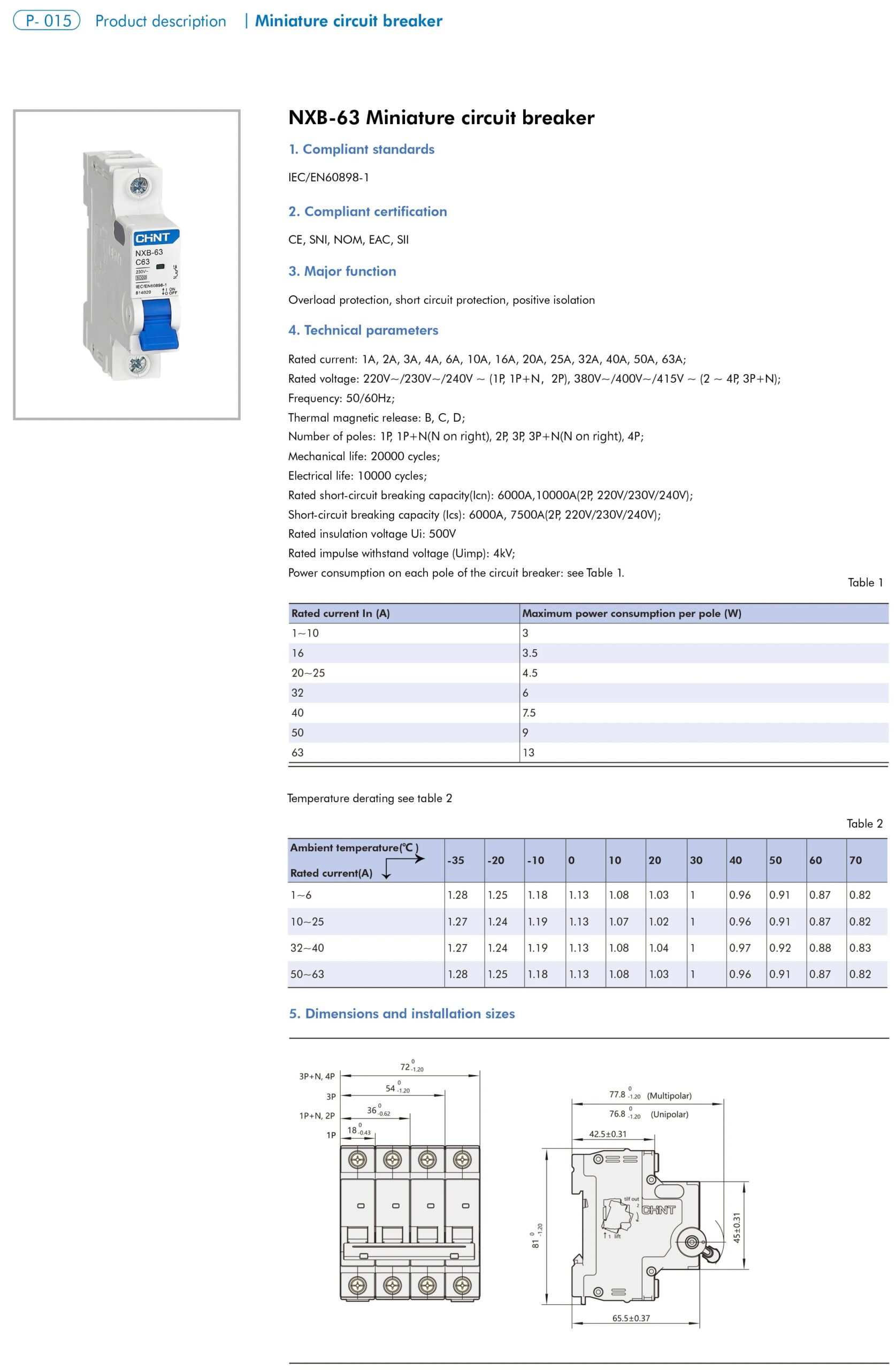 CHINT MCB NXB-63 Miniature Circuit Breaker 1P 2P 3P 4P AC 230/400V CHNT DIN Rail Mounting Miniature Household Air Switch