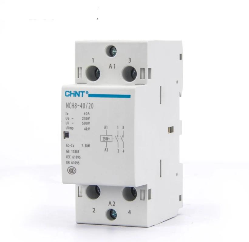 CHINT 230V Home AC Contactor NCH8 63A 2NO 1NC 1NO 2 NC Modular Mini AC household Contactor 2 4 Pole Phase