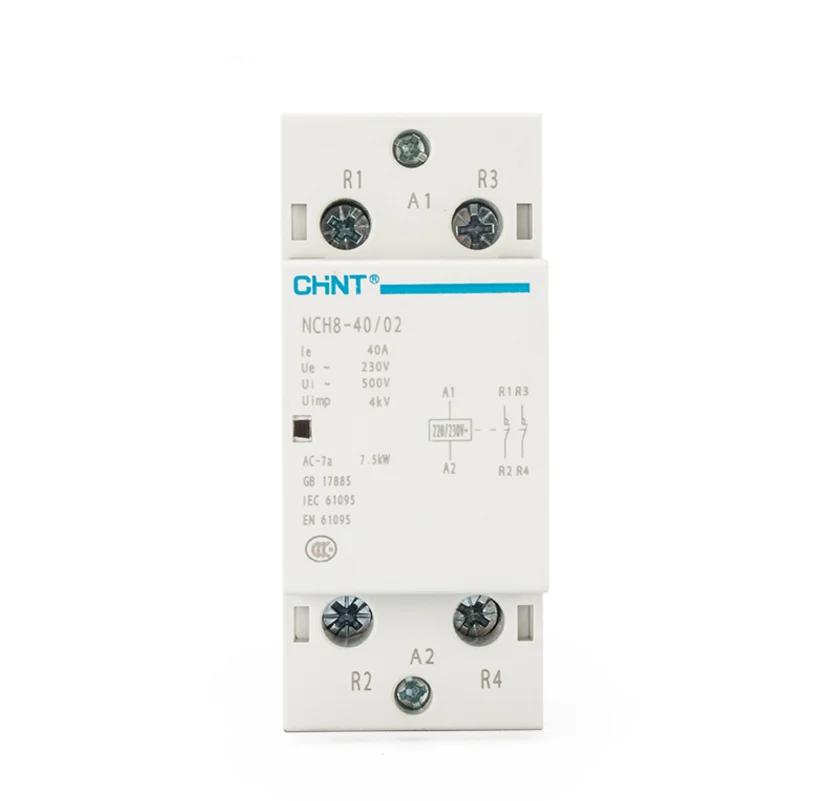 CHINT 230V Home AC Contactor NCH8 63A 2NO 1NC 1NO 2 NC Modular Mini AC household Contactor 2 4 Pole Phase